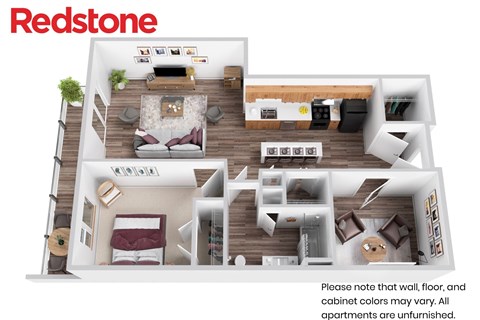 Floor plan for 1 bed, 1 bath